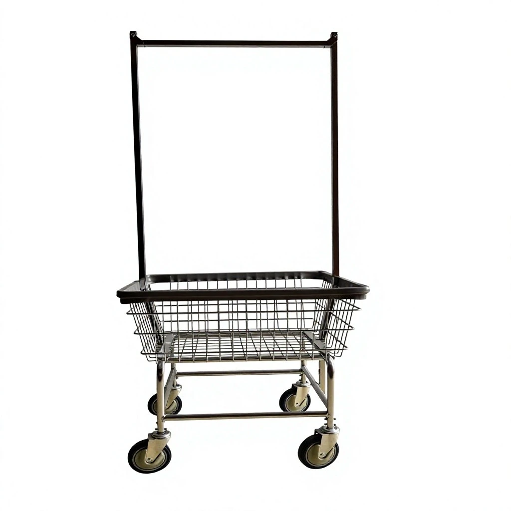 Carrello per lavanderia commerciale in filo metallico cromato