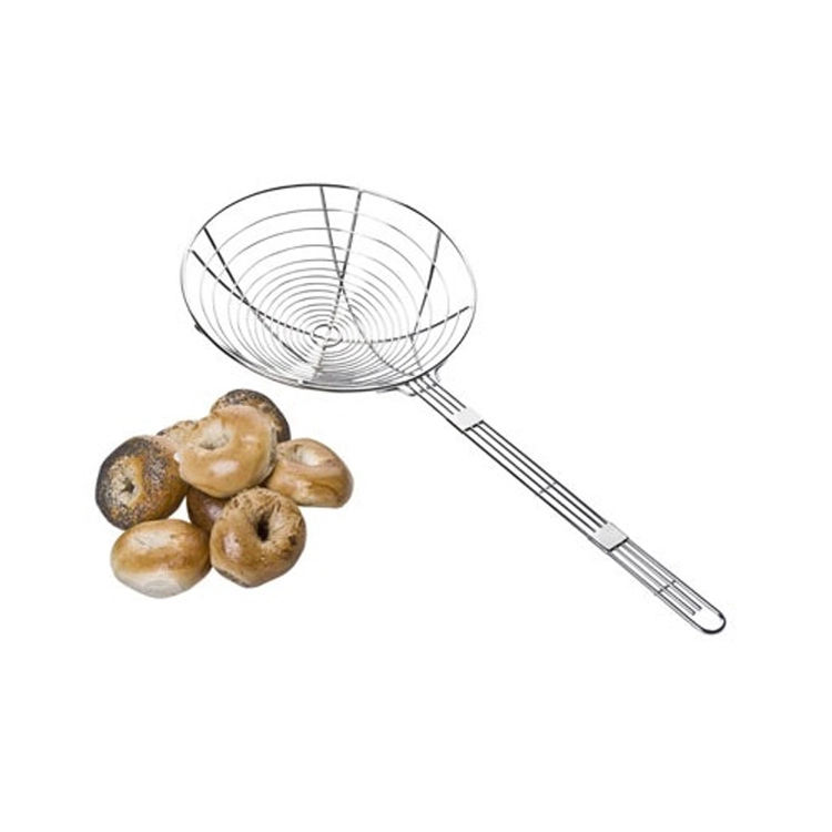 Cestello per friggitrice da cucina in acciaio con manico lungo