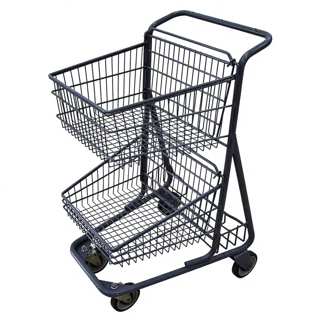 Carrello della spesa del supermercato con doppi cestelli